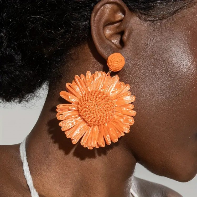 Boucle D'oreille Fleur de Soleil Orange