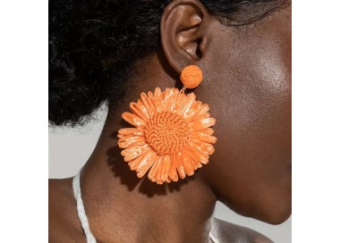 Boucle D'oreille Fleur de Soleil Orange