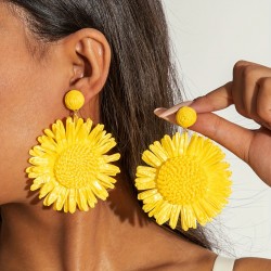 Boucle D'oreille Fleur de Soleil Jaune
