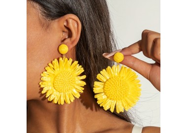 Boucle D'oreille Fleur de Soleil Jaune