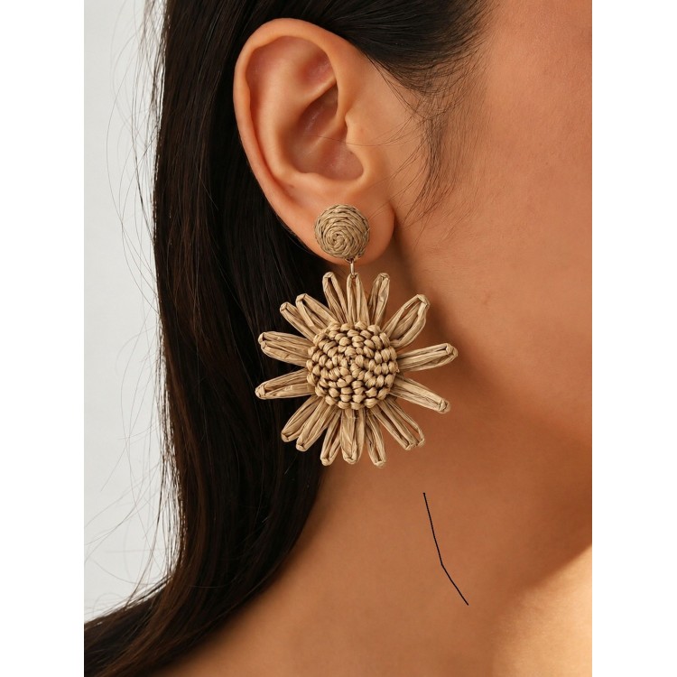 Boucle D'oreille Tournesol Beige