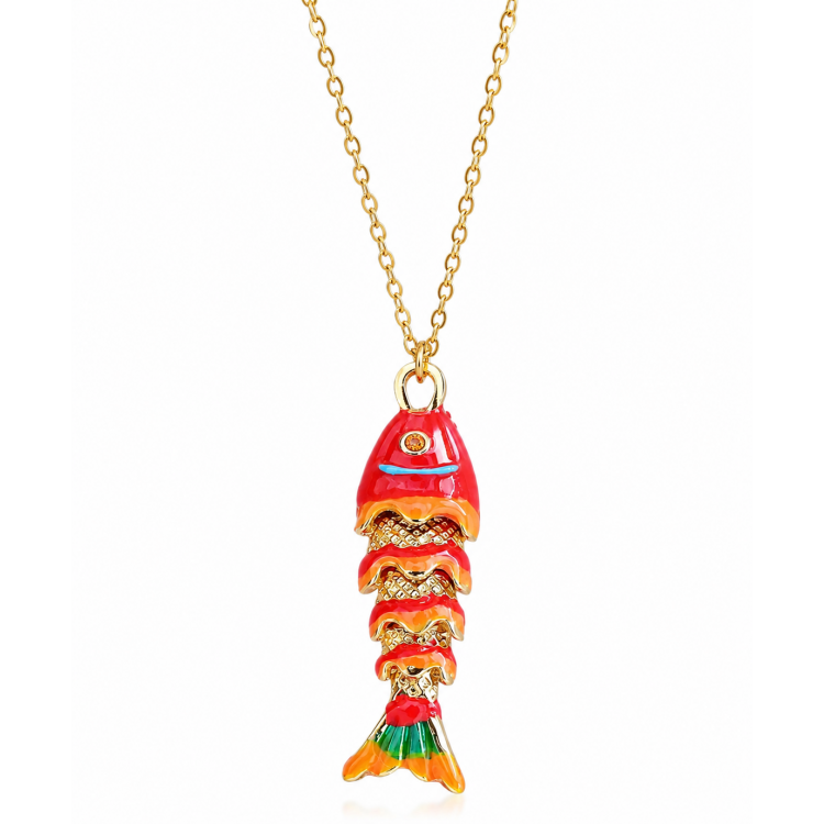 Collier Pendentif Poisson Rouge