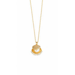 Collier Coquillage et Perle Doré
