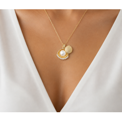 Collier Coquillage et Perle Doré