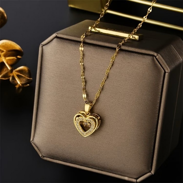 Collier avec pendentif cœur en acier inoxydable
