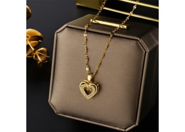 Collier avec pendentif cœur en acier inoxydable