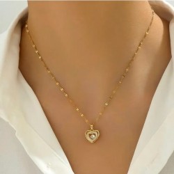 Collier avec pendentif cœur en acier inoxydable