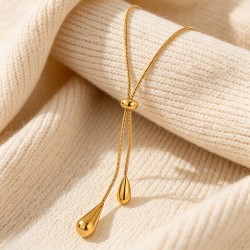 Collier Double Goutte d'Eau Design Premium