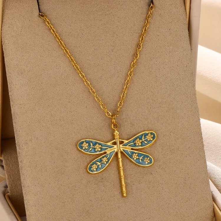 Collier en acier inoxydable libellule