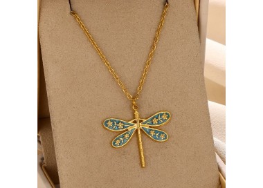 Collier en acier inoxydable libellule
