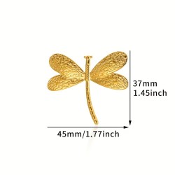 Bague ouverte en acier inoxydable à motif de libellule