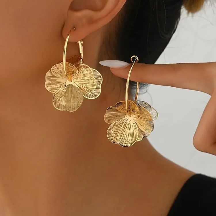 Boucle d'oreilles ajourées - Grosse Fleur